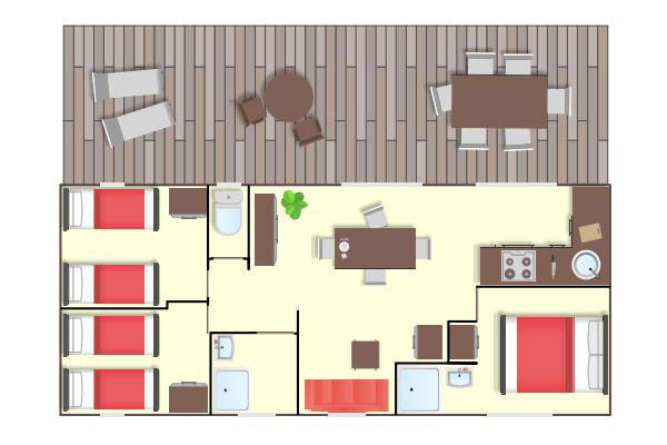 plan locatif Cottage på siden af klitterne airconditioneret