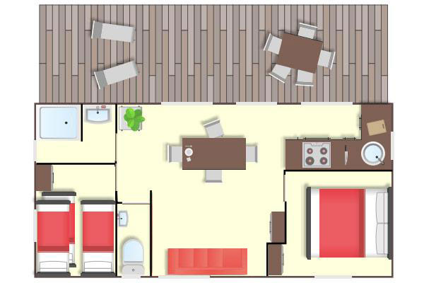 plan locatif Cottage Vue Mer Climatisé